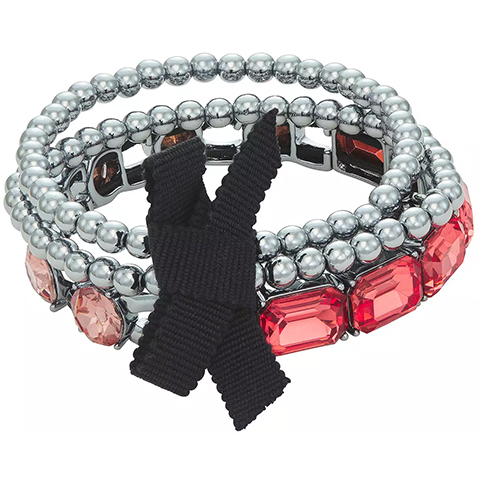 Vera Wang Silver Tone Coral Simulated Crystal Stretch Bracelets
